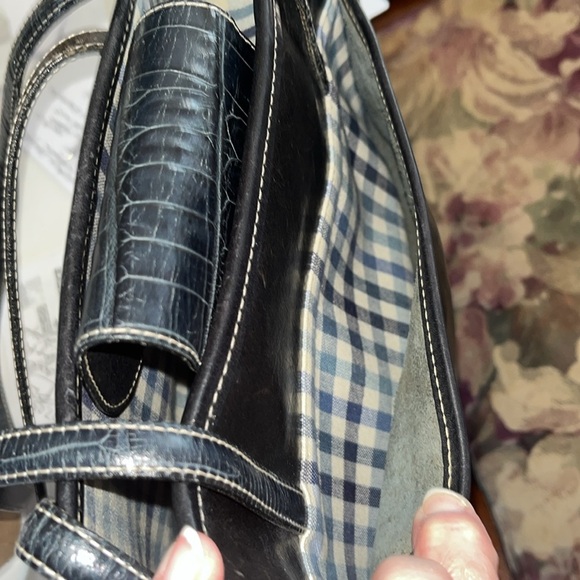 Brighton  Vintage  Croc embossed  Gen. leather   Shoulder bag  navy / black  EUC - Picture 11 of 14
